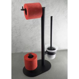 Deante Round stojak na papier toaletowy ze szczotką WC czarny mat ADRN732