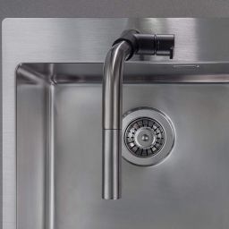 Deante Silia bateria kuchenna stojąca stal-czarna BQS_B730