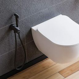 Deante Arnika Nero bateria bidetowa podtynkowa ze słuchawką typu bidetta czarny mat BQAN34M