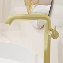 Deante Silia bateria umywalkowa stojąca złota BQSR24K