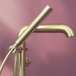 Deante Silia bateria wannowo-prysznicowa wolnostojąca złoty szczotkowany BQSR17M