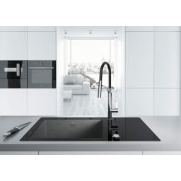 Deante Gerbera bateria kuchenna stojąca chrom-czarna BGBB720