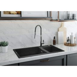 Deante Gerbera bateria kuchenna stojąca chrom-czarna BGBB720