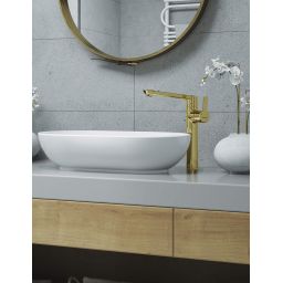 Deante Arnika bateria umywalkowa stojąca złota BQA_Z20K