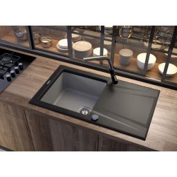 Deante Silia bateria kuchenna stojąca stal-czarna BQS_B730