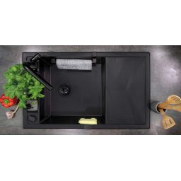 Deante Silia bateria kuchenna stojąca czarna BQS_N73M