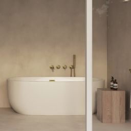 Deante Silia bateria wannowo-prysznicowa podtynkowa złoty szczotkowany BQSR18P