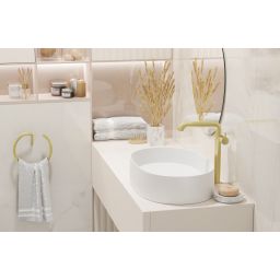 Deante Silia bateria umywalkowa stojąca złota BQSR24K