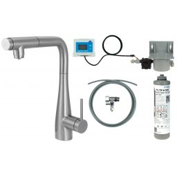 Deante Eridan zestaw startowy z baterią kuchenną stojąca stal szczotkowana BREFF75M