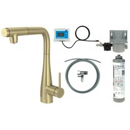 Deante Eridan zestaw startowy z baterią kuchenną stojąca złoty szczotkowany BREFR75M