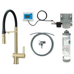 Deante Magnetic zestaw startowy z baterią kuchenną stojąca złoty szczotkowany BRMFR75M