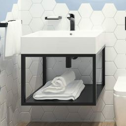 Deante Temisto umywalka z konsolą 50 cm czarną CDTW6U5S