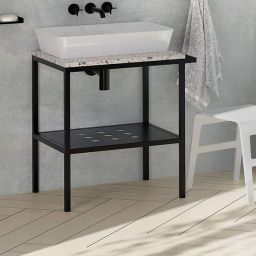 Deante Temisto konsola 56.5x50 cm podumywalkowa stojąca czarny mat CSTX50A