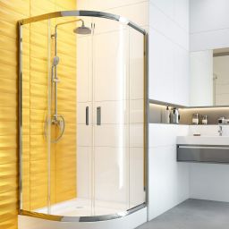 Deante Funkia kabina prysznicowa 90 cm półokrągła chrom/szkło przezroczyste KYP051K