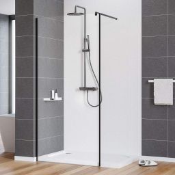 Deante Kerria Plus ścianka prysznicowa walk-in 90 cm czarny mat/szkło przezroczyste KTS_N39P