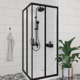 Deante Funkia kabina prysznicowa 90 cm kwadratowa czarny/szkło przezroczyste KYCN41K