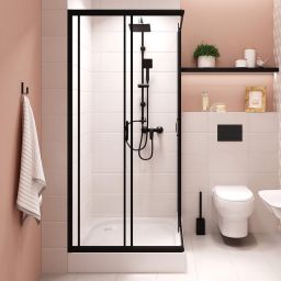 Deante Funkia kabina prysznicowa 80 cm kwadratowa czarny/szkło przezroczyste KYCN42K