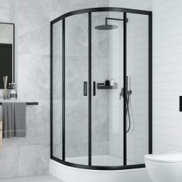 Deante Funkia kabina prysznicowa 80x80 cm półokrągła czarny mat/szkło przezroczyste KYP_N52K