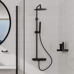 Deante Arnika zestaw prysznicowy ścienny z deszczownicą czarny NAC_N1QK