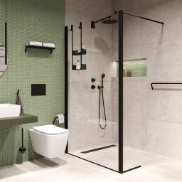 Deante Kerria Plus ścianka prysznicowa walk-in 110 cm czarny mat/szkło przezroczyste KTS_N31P