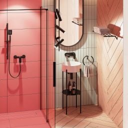 Deante Prizma ścianka prysznicowa walk-in 100 cm czarny mat/szkło przezroczyste KTJ_N30R