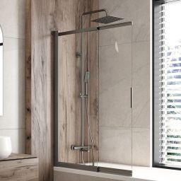 Deante Cascada zestaw wannowo-prysznicowy ścienny termostatyczny z deszczownicą titanium NAC_D1HT