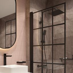 Deante zestaw prysznicowy termostatyczny z deszczownicą czarny mat NACN1HT