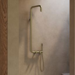 Deante Silia zestaw prysznicowy ścienny z deszczownicą złoty NQS_R4XM