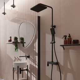 Deante Anemon zestaw prysznicowy ścienny z deszczownicą czarny mat NACN1BZ