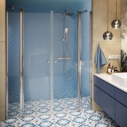 Deante Kerria Plus drzwi prysznicowe 90 cm uchylne chrom połysk/szkło przezroczyste KTSU041P