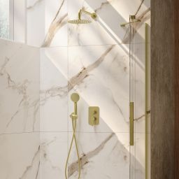 Deante Arnika zestaw prysznicowy podtynkowy z deszczownicą złoty BXYZRQAM