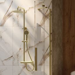 Deante Arnika zestaw prysznicowy ścienny z deszczownicą złoty NACR1QK