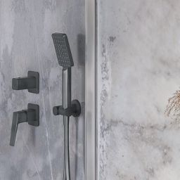 Deante Blur zestaw prysznicowy podtynkowy z deszczownicą grafitowy NQL_D9YK