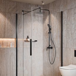 Deante Prizma ścianka prysznicowa walk-in 100 cm czarny mat/szkło przezroczyste KTJ_N30P