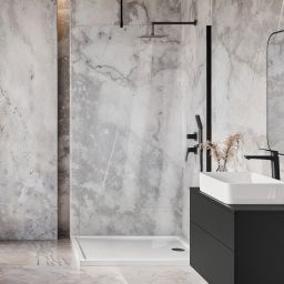 Deante Prizma ścianka prysznicowa walk-in 110 cm czarny mat/szkło przezroczyste KTJ_N31P