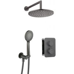 Deante Box zestaw prysznicowy podtynkowy termostatyczny z deszczownicą titanium BXYZDEBT