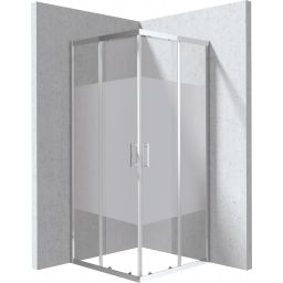 Deante Funkia Evo kabina prysznicowa 90x90 cm kwadratowa chrom połysk/szkło ze wzorem pas KYC0E99P