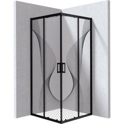 Deante Funkia Evo kabina prysznicowa 80x80 cm kwadratowa czarny mat/szkło ze wzorem fala KYC_NB88P