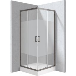 Deante Funkia Evo kabina z brodzikiem 80x80 cm kwadratowa grafitowy mat/szkło ze wzorem pas KYC_ZDE88P