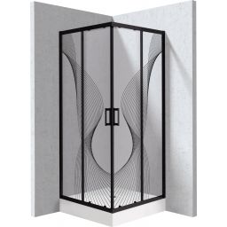 Deante Funkia Evo kabina z brodzikiem 80x80 cm kwadratowa czarny mat/szkło ze wzorem fala KYC_ZNB88P