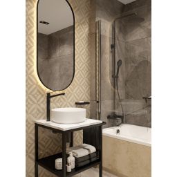 Deante Coriander zestaw wannowo-prysznicowy ścienny z deszczownicą czarny NAC_N1JM