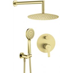 Deante Arnika zestaw prysznicowy podtynkowy z deszczownicą złoty szczotkowany NACR9QP