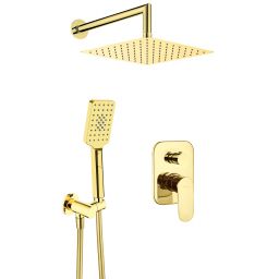Deante Alpinia zestaw prysznicowy podtynkowy z deszczownicą złoty NAC_Z9LP