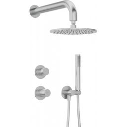 Deante Silia Hexa zestaw prysznicowy podtynkowy z deszczownicą stal szczotkowana NHS_F9YK