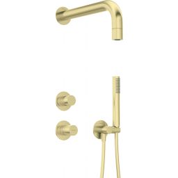 Deante Silia Hexa zestaw prysznicowy podtynkowy z deszczownicą złoty NHS_R9XK