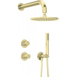 Deante Silia Hexa zestaw prysznicowy podtynkowy z deszczownicą złoty NHS_R9YK