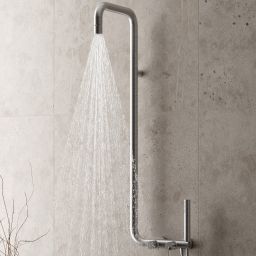 Deante Silia zestaw prysznicowy ścienny z deszczownicą stal szczotkowana NQS_F4XM