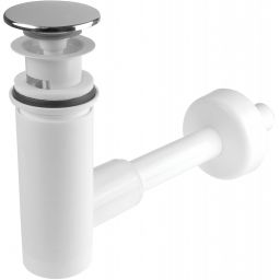 Deante Click-Clack korek do umywalki click-clack z przelewem i syfonem chrom/biały NHC010C