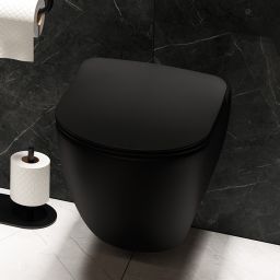 Deante Peonia miska WC z deską wolnoopadającą wisząca bez kołnierza czarny mat CDEDNZPW