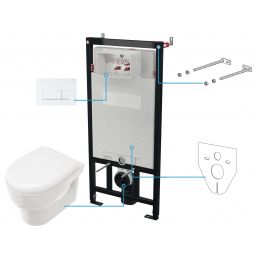 Deante Avis zestaw stelaż z miską, deską i przyciskiem CDAA6ZPW